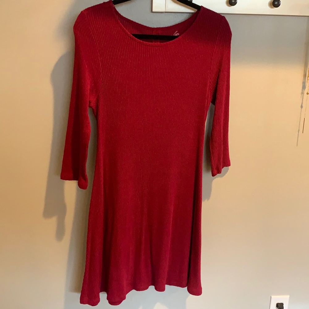 Dark red long sleeve dress
